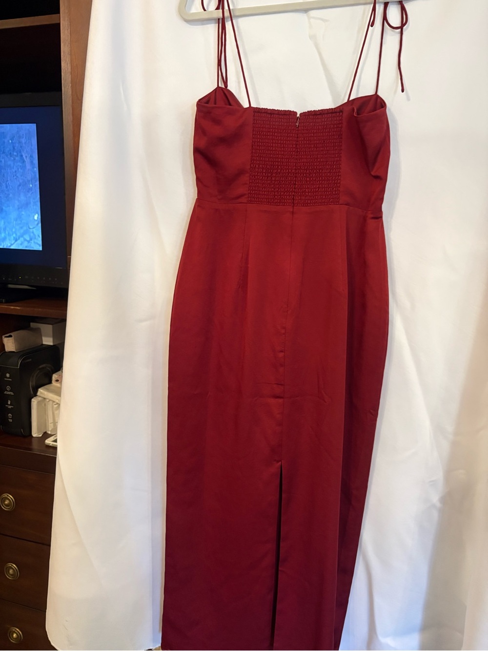 J Crew Collection
Women's Burgundy Spaghetti-Strap Midi Dress—Silk